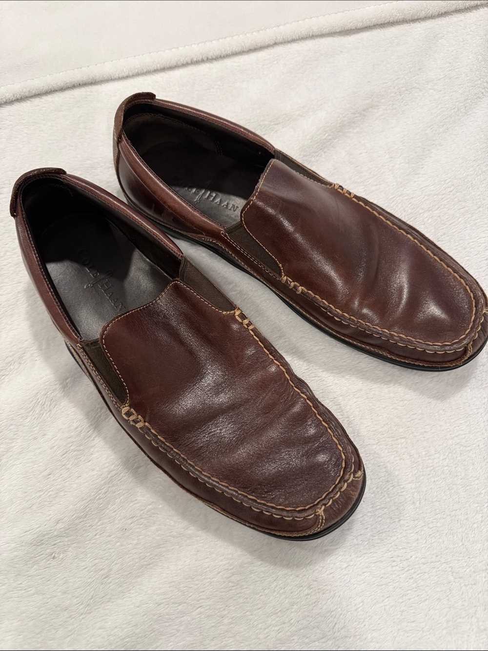Cole Haan Dark Brown Leather Slip-On Loafers